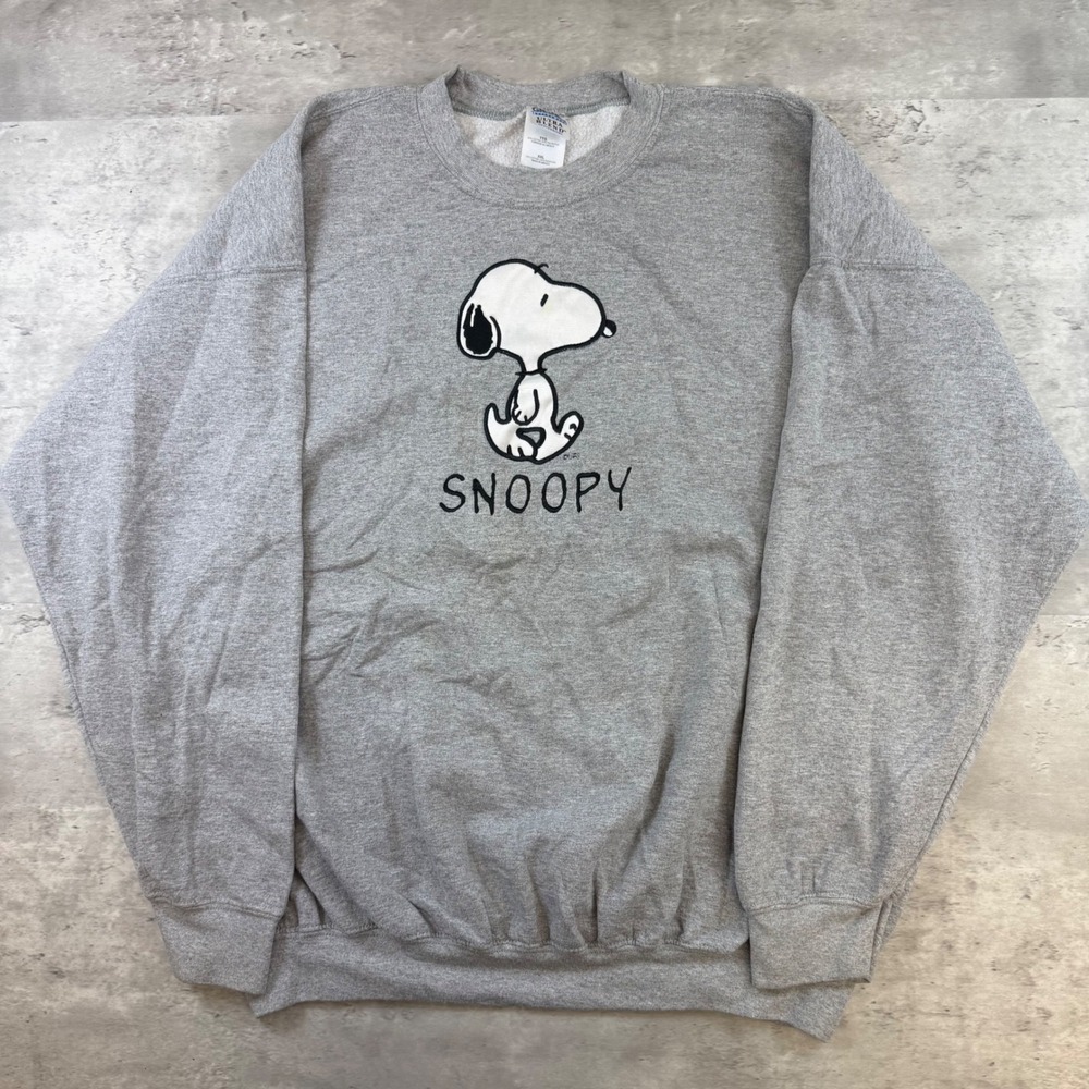 Vintage Gildan Snoopy Peanuts Gray Crewneck Sweatshirt XXL Heavyweight Graphic